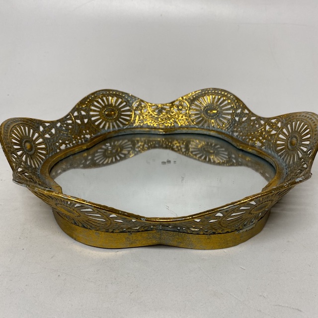TRAY, Decorative Gold and Mirror